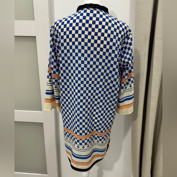 Blue and Black Geometric Block Print Tunic - Picture 3 of 7